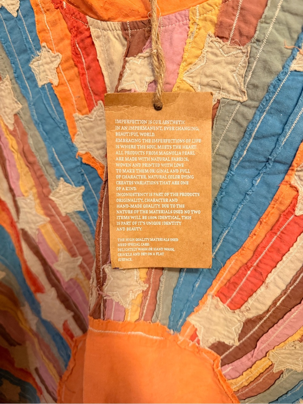 NWT Magnolia Pearl Francis Appliqué Top Patchwork Sunburst Tunic Orange Blue - Picture 3 of 13